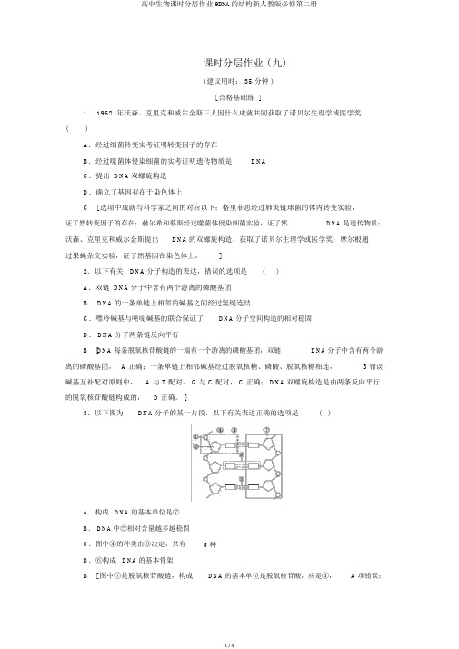 高中生物课时分层作业9DNA的结构新人教版必修第二册