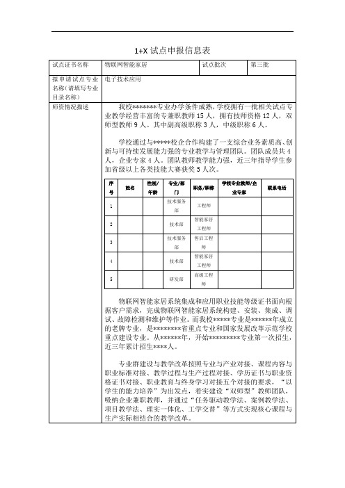 1+x试点申报信息表