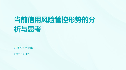 当前信用风险管控形势的分析与思考