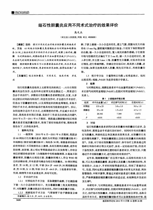 结石性胆囊炎应用不同术式治疗的效果评价