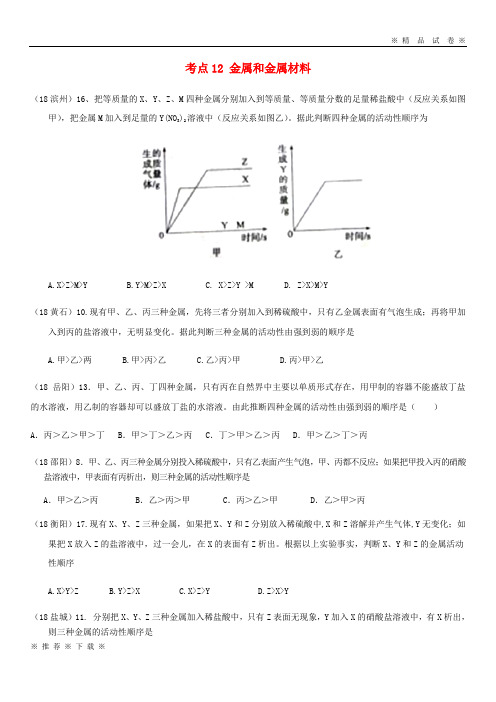 (部编版)2020年中考化学真题分类汇编12金属活动性顺序1判断活动性无答案9