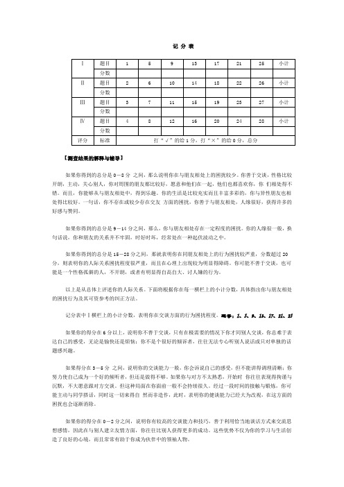 (完整版)人际关系综合诊断量表