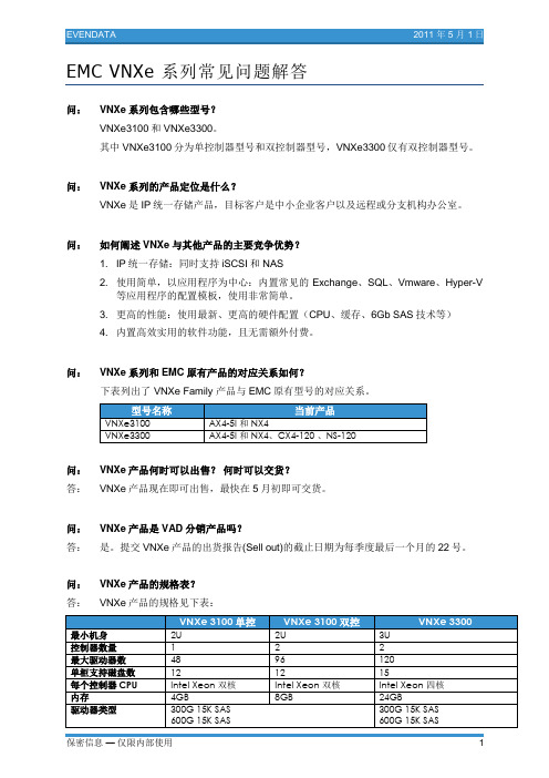 EMC VNXe 产品常见问题解答