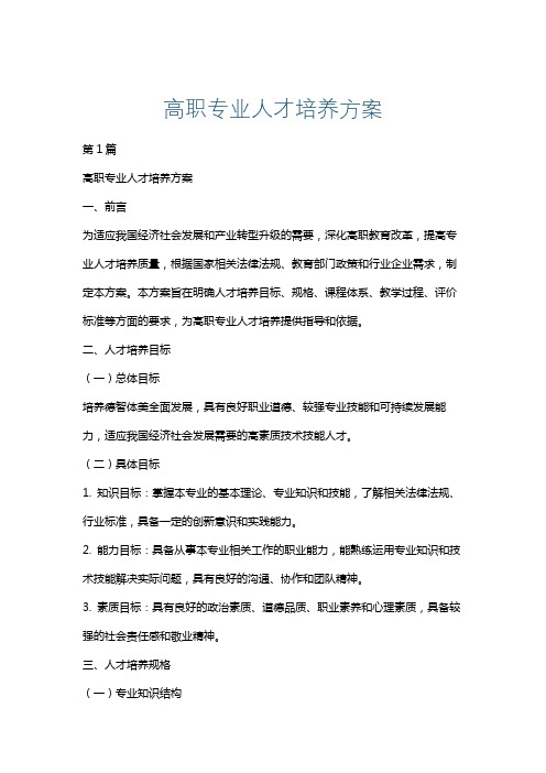 高职专业人才培养方案