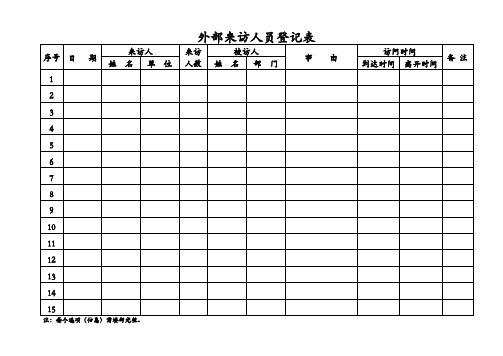 外部来访人员登记表