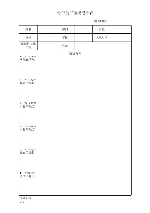 骨干员工面谈记录表