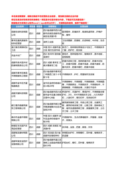 新版四川省成都扶手工商企业公司商家名录名单联系方式大全66家