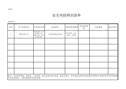 安全风险辨识清单