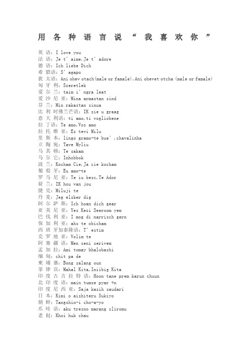 用各种语言说“我喜欢你”