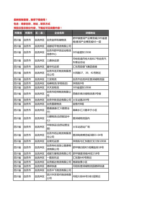 新版四川省自贡市自流井区货运企业公司商家户名录单联系方式地址大全45家