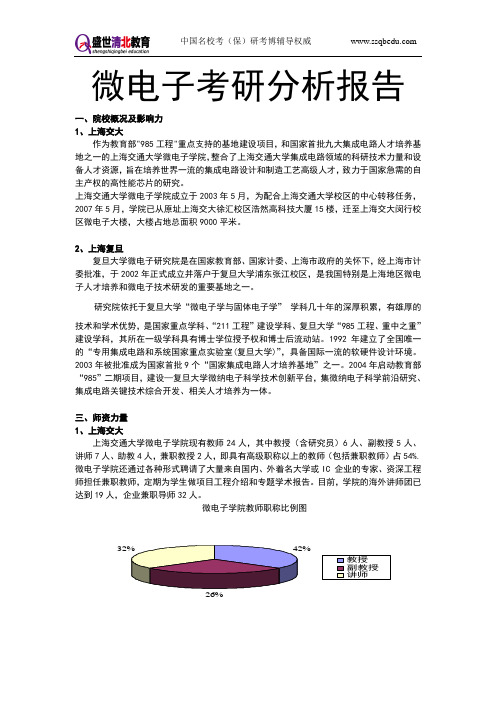 北京航空航天大学电子科学与技术考研辅导(盛世清北)微电子分析报告