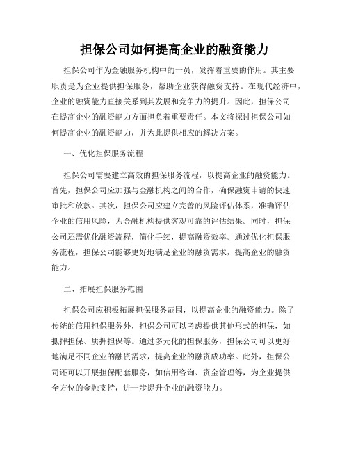 担保公司如何提高企业的融资能力