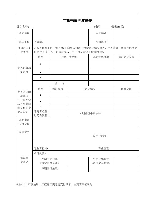 工程形象进度报表