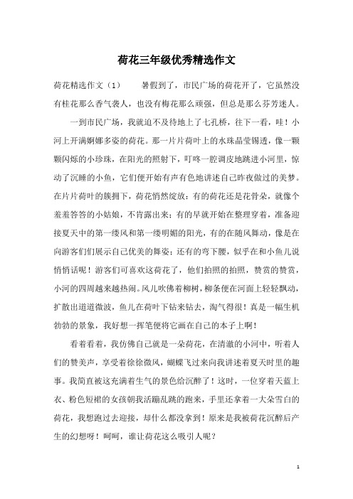荷花三年级优秀精选作文
