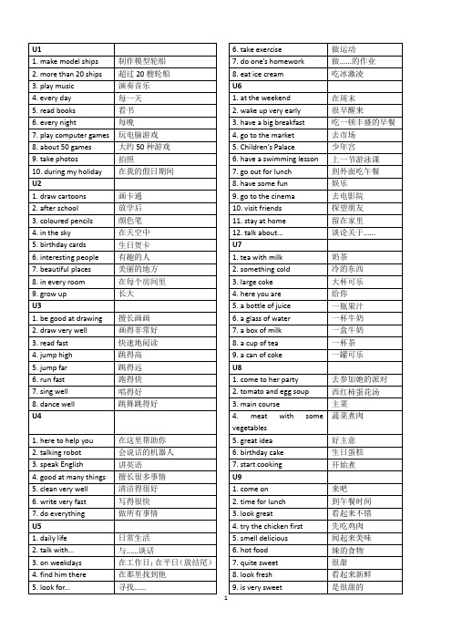 (完整word版)五年级上册英语期末总复习资料