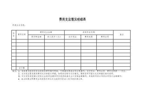 费用支出情况明细表