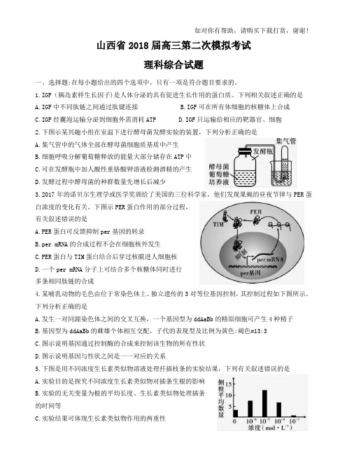 山西省2018届高三第二次模拟考试理综试题.docx