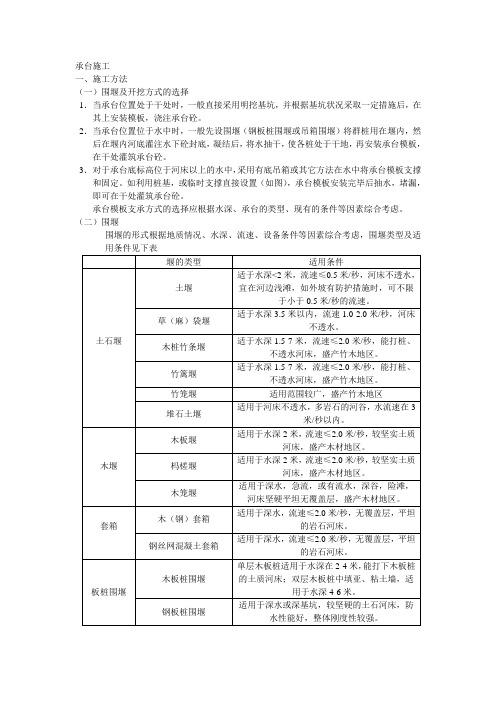 承台施工工艺及方法