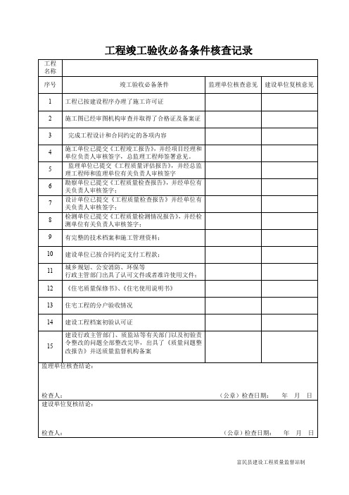 竣工资料审查意见