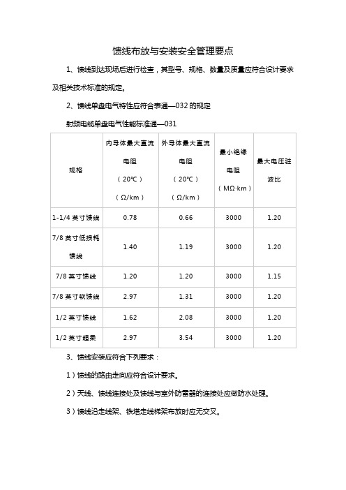 馈线布放与安装安全管理要点