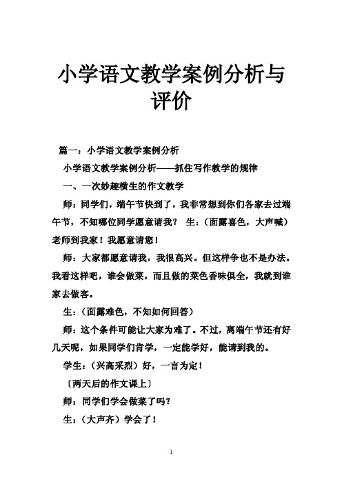 小学语文教学案例分析与评价