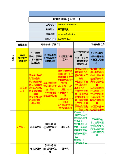 新版FMEA(AIAG-VDA第一版)过程FMEA表单