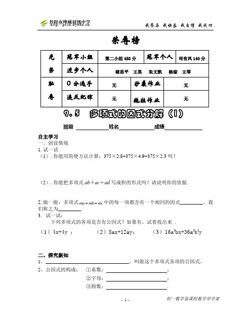 苏教版9.5因式分解1