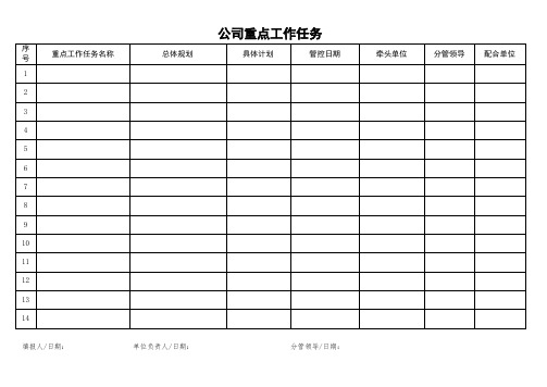 重点工作任务及进度分解模版