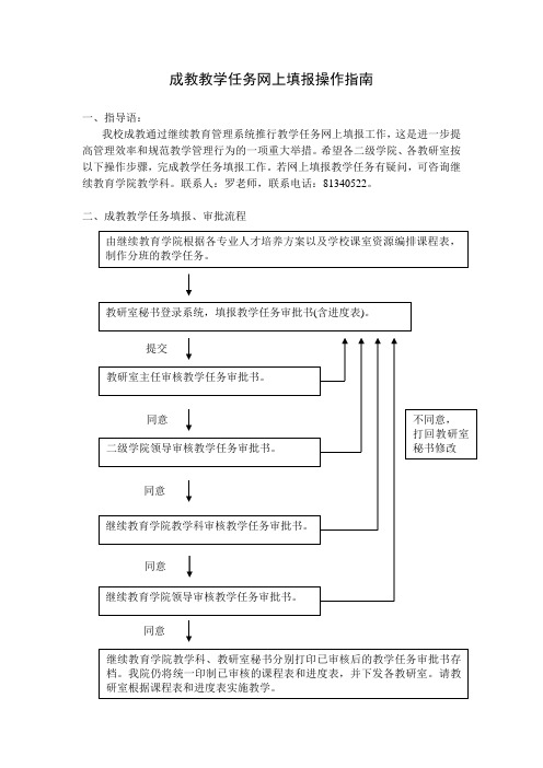 成教教学任务网上填报操作指南