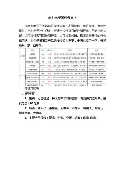 电力电子器件分类？