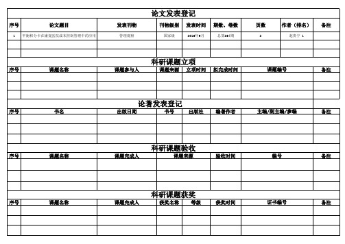 科研学术成果登记表