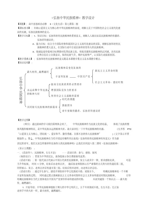 《弘扬中华民族精神》教学设计