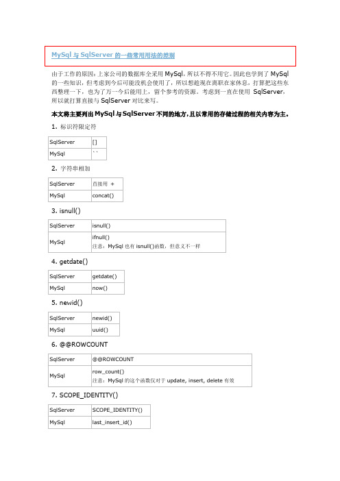 mysql与sqlserver语句的区别