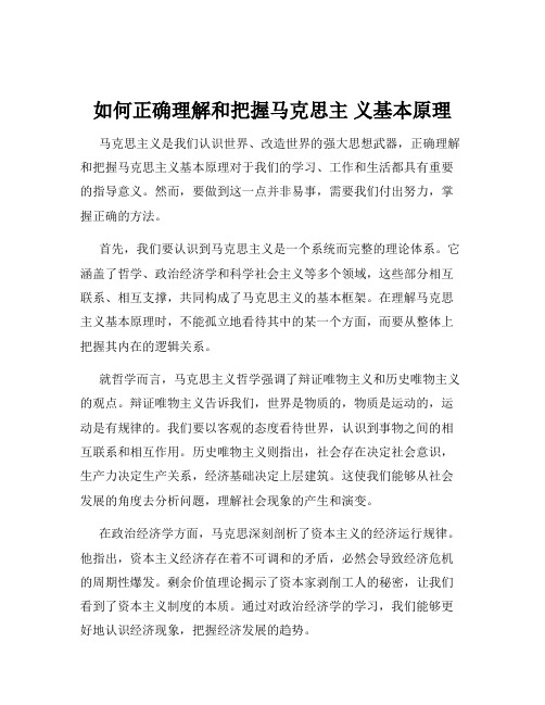 如何正确理解和把握马克思主 义基本原理