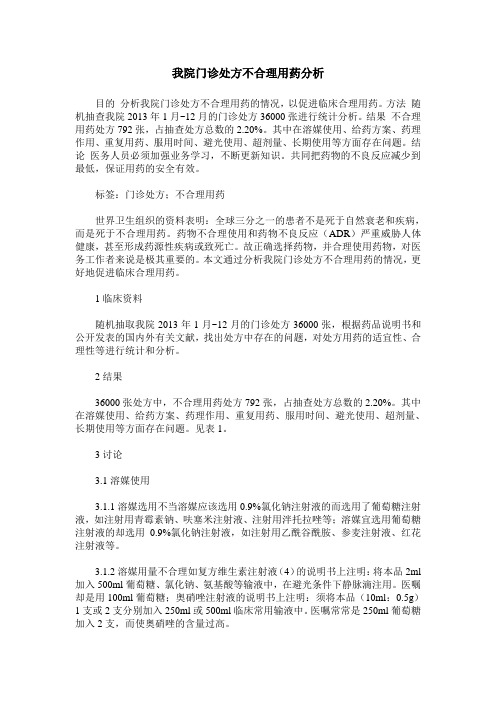 我院门诊处方不合理用药分析