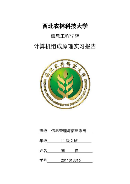 计算机组成原理实验报告-西北农林科技大学