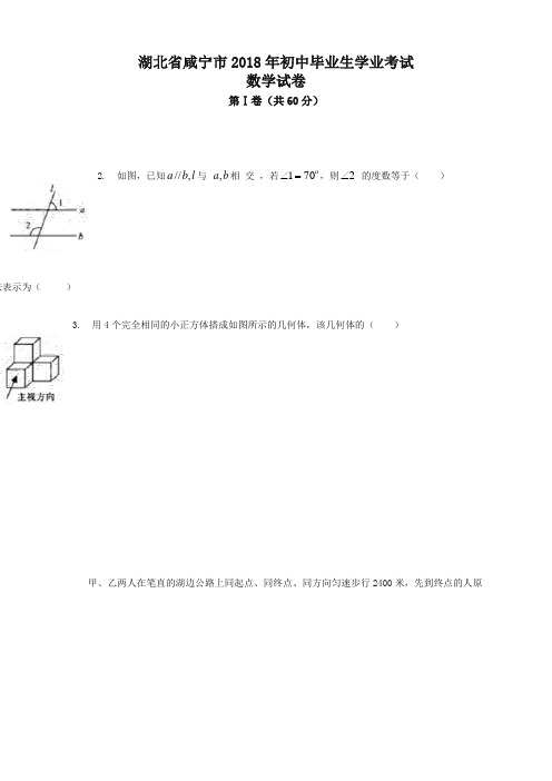 [重点推荐]湖北省咸宁市2018年中考数学试题(含答案)