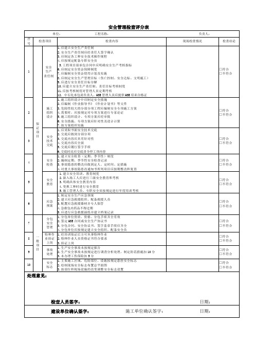 施工单位HSE行为检查表