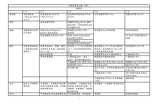 ISS外伤严重度分数表格