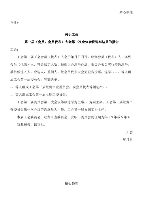 关于工会第一次全体会议选举结果的报告