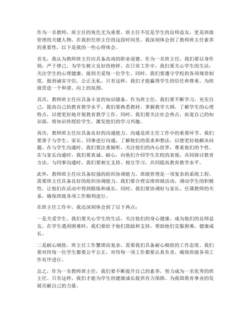 教师班主任素养心得体会