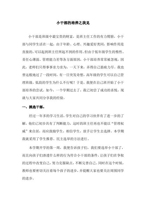 小干部的培养之我见