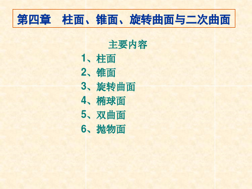 第四章  柱面、锥面、旋转曲面与二次曲面