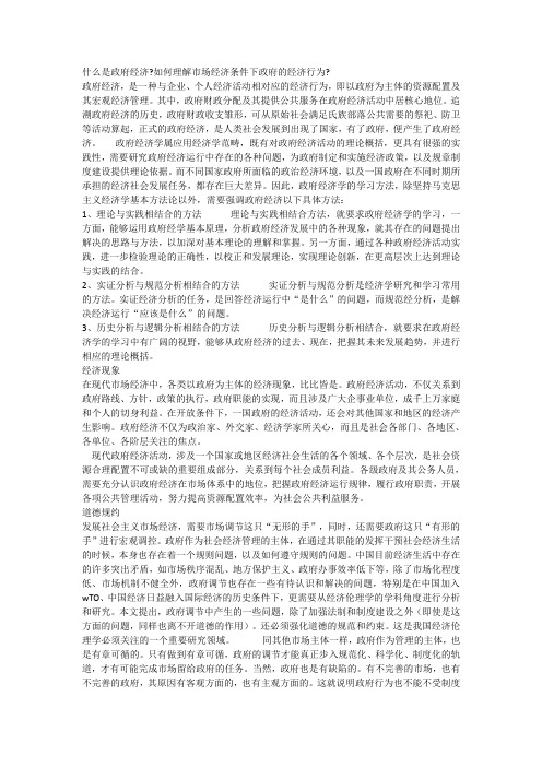 什么是政府经济如何理解市场经济条件下政府的经济行为