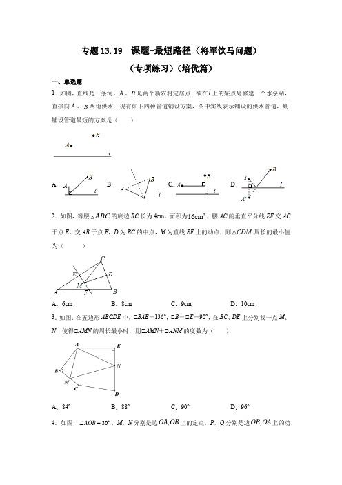 专题13.19 课题-最短路径(将军饮马问题)(专项练习)(培优篇)八年级数学上册基础知识专项讲练