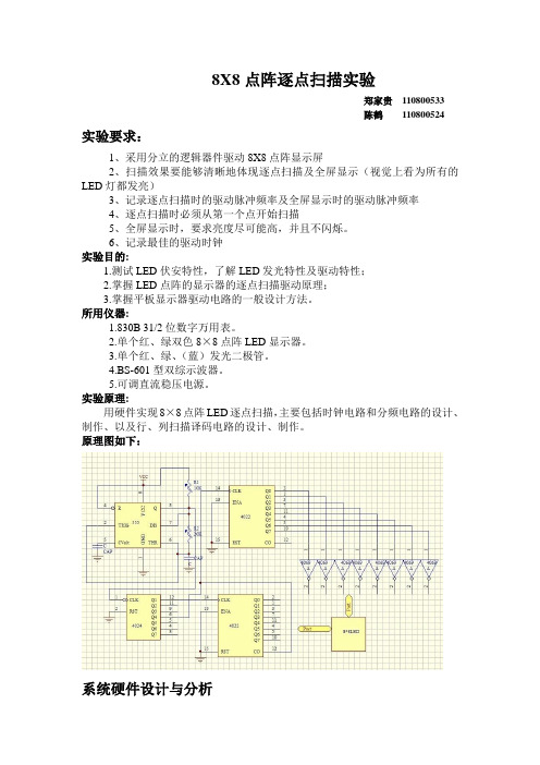 8X8点阵逐点扫描实验