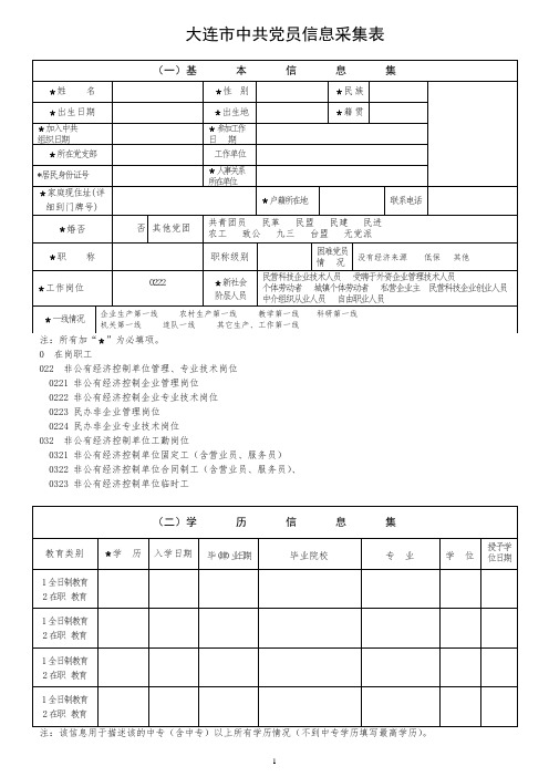 大连市中共党员信息采集表