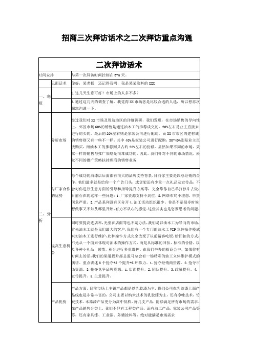 招商拜访话术之二次拜访重点沟通