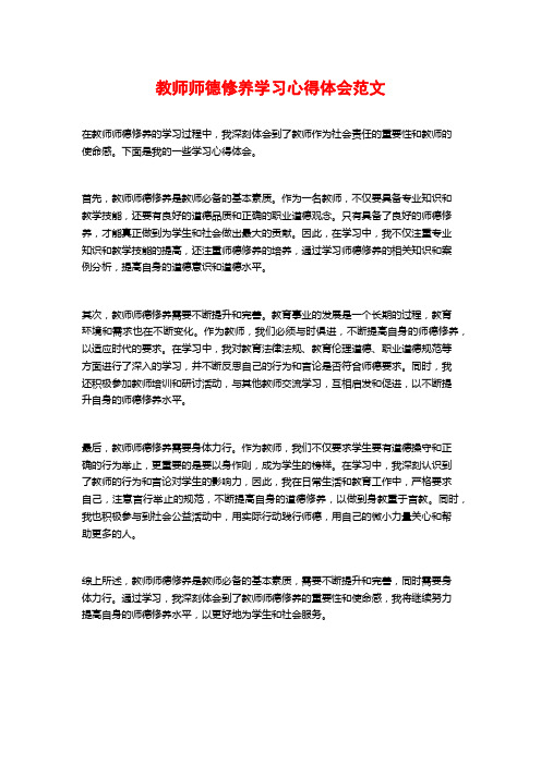 教师师德修养学习心得体会范文 (2)