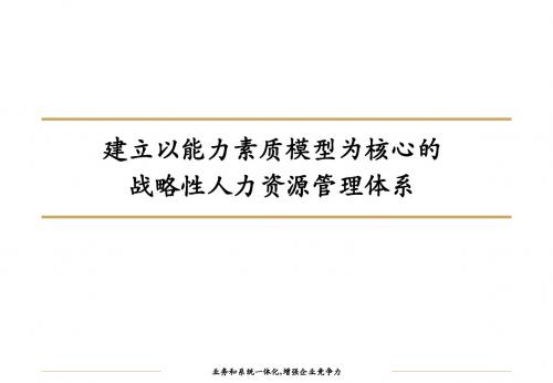 商业银行战略性人力资源管理体系咨询报告